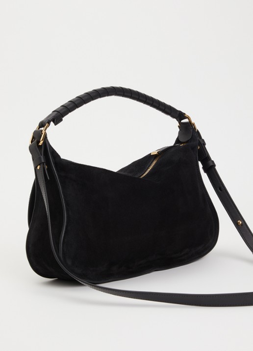 Chloé Marcie Small handtas van suède met studs  - achterkant 6 zwart
