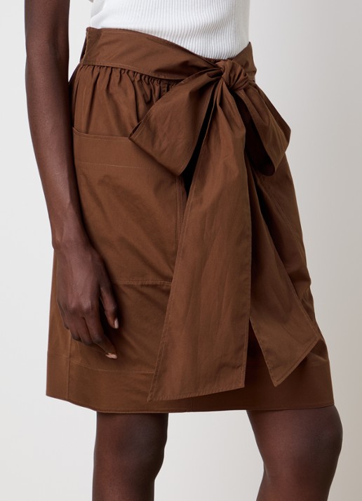Chloé Midi rok met strikceintuur en opgestikte zakken