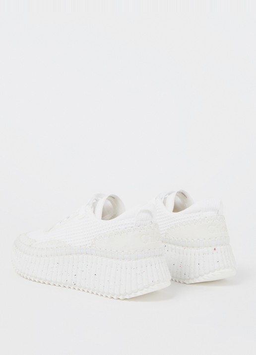 Chloé Nama sneaker met gebreid bovenwerk en suède details - detail 2 wit