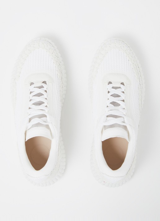 Chloé Nama sneaker met gebreid bovenwerk en suède details - detail 3 wit