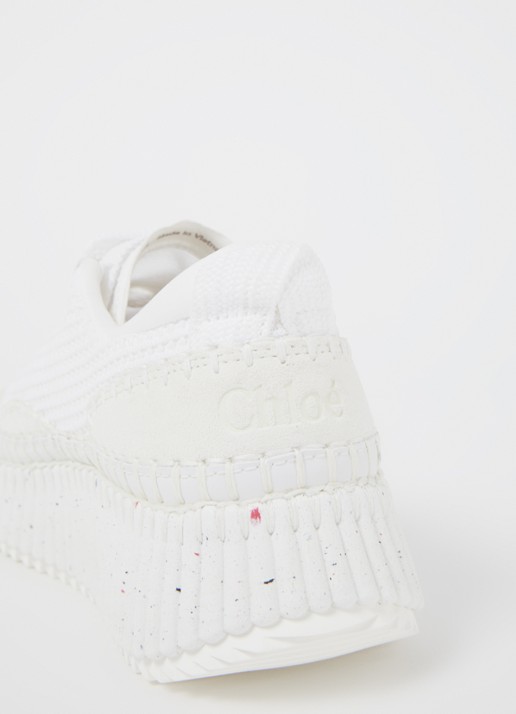 Chloé Nama sneaker met gebreid bovenwerk en suède details - detail 4 wit