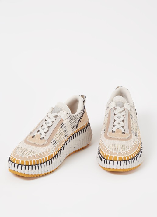 Chloé Nama sneaker met gebreid bovenwerk en suède details - detail 3 beige