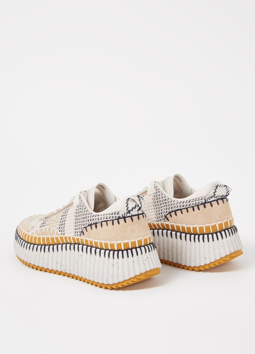 Chloé Nama sneaker met gebreid bovenwerk en suède details - detail 4 beige