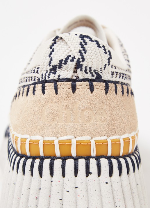 Chloé Nama sneaker met gebreid bovenwerk en suède details - detail 6 beige