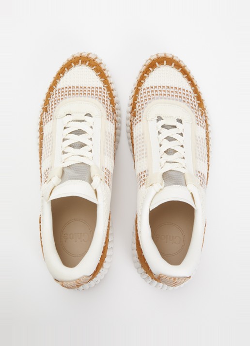 Chloé Nama sneaker van kalfsleer met plateauzool - detail 2 bruin