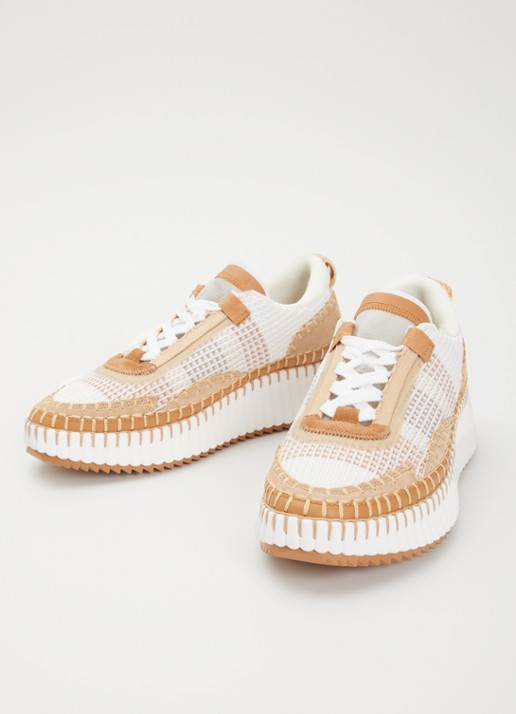 Chloé Nama sneaker van mesh met details van suède - detail 3 beige