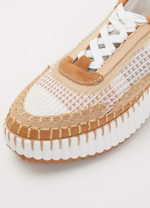 Chloé Nama sneaker van mesh met details van suède - detail 6 beige