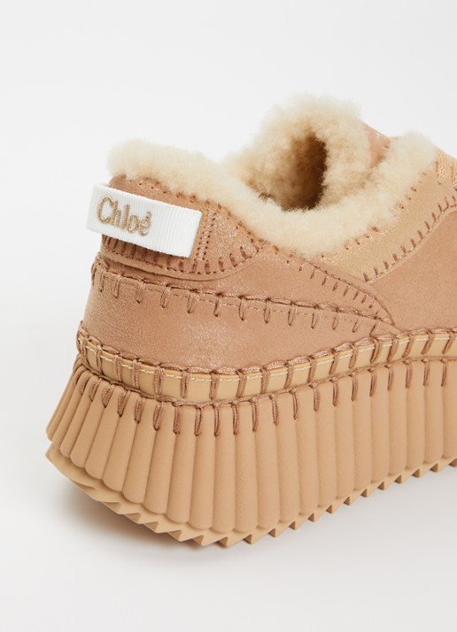 Chloé Nama sneaker van schapenleer - detail 6 lichtbruin