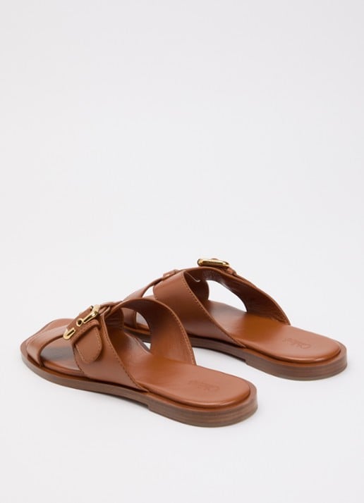 Chloé Nil slipper van leer met gesp detail - achterkant 6 bruin