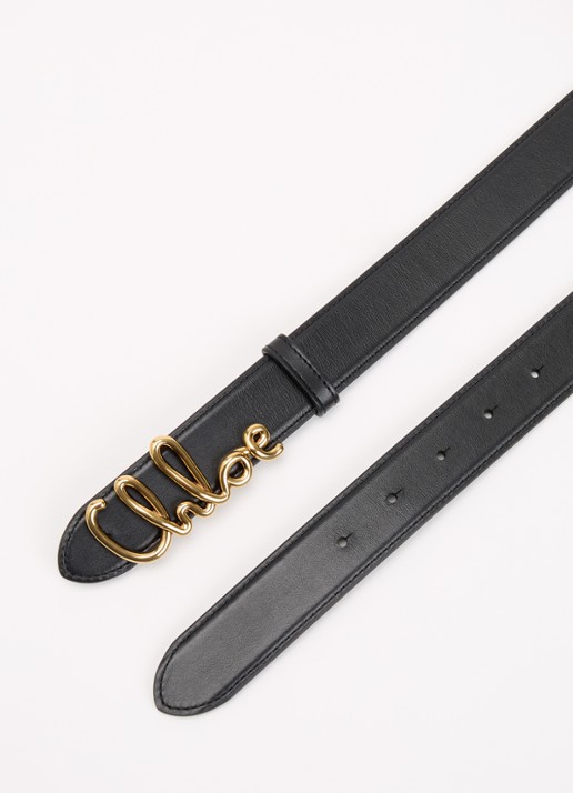 Chloé Riem van leer met logo - detail zwart