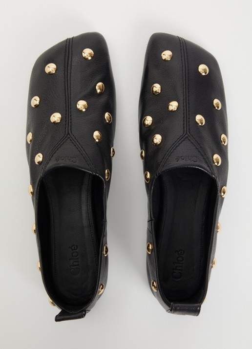 Chloé Rita slip-on van leer met studs  - detail 5 zwart