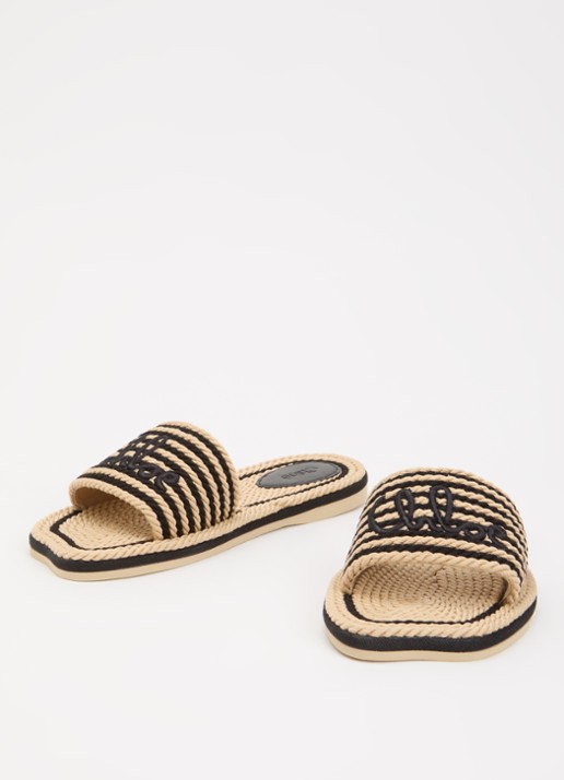 Chloé Sand slipper met logo - detail beige