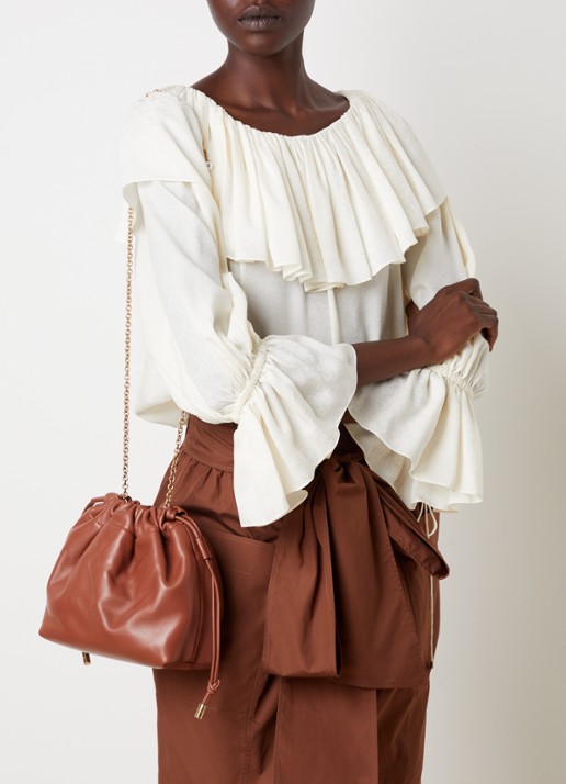 Chloé Small Chloé Icons schoudertas van lamsleer met verstelbare schouderriem - voorkant 7 roestbruin