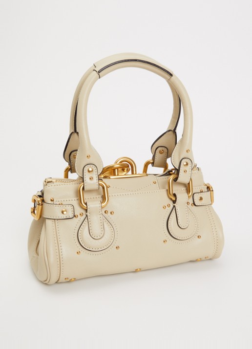 Chloé Small Paddington handtas van leer met studs - achterkant 6 khaki