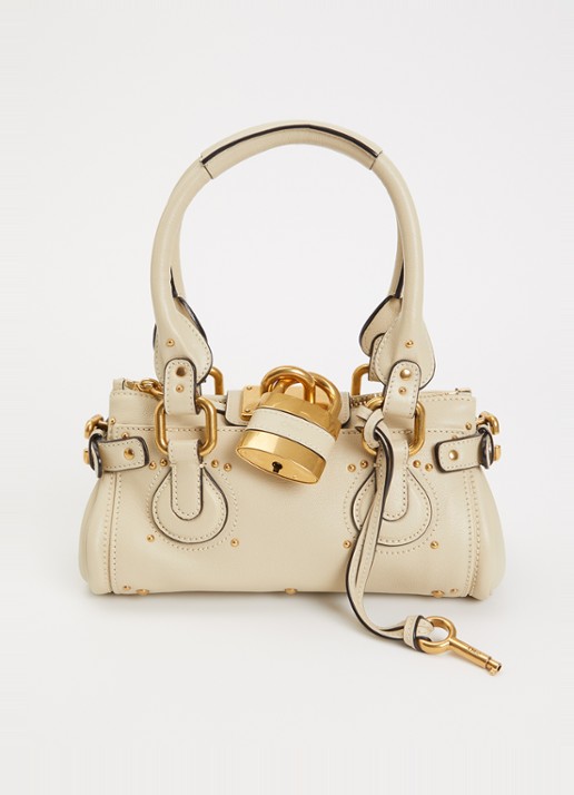 Chloé Small Paddington handtas van leer met studs - voorkant 5 khaki