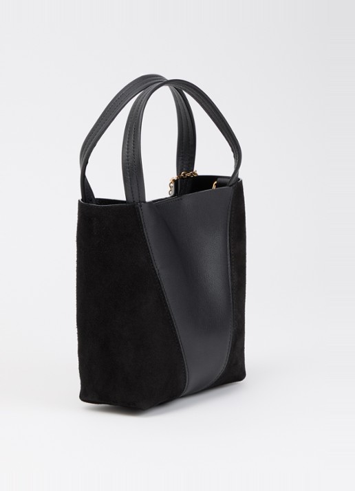 Chloé Small Spin handtas van leer met details van suède en afneembare schouderriem - achterkant 6 zwart