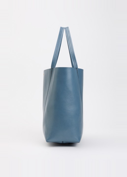 Chloé Spin Medium shopper van leer met tasbedel - detail 4 staalblauw