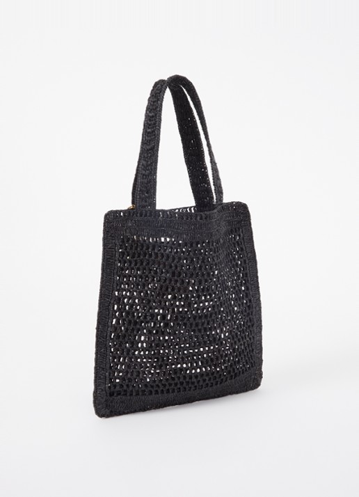 Chloé Summer Banana shopper van raffia - achterkant 4 zwart