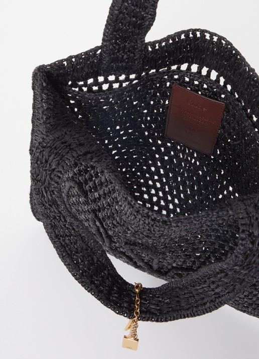 Chloé Summer Banana shopper van raffia - detail zwart