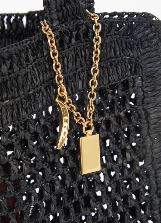 Chloé Summer Banana shopper van raffia - detail 3 zwart