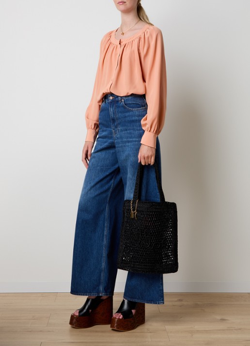 Chloé Summer Banana shopper van raffia - voorkant 6 zwart