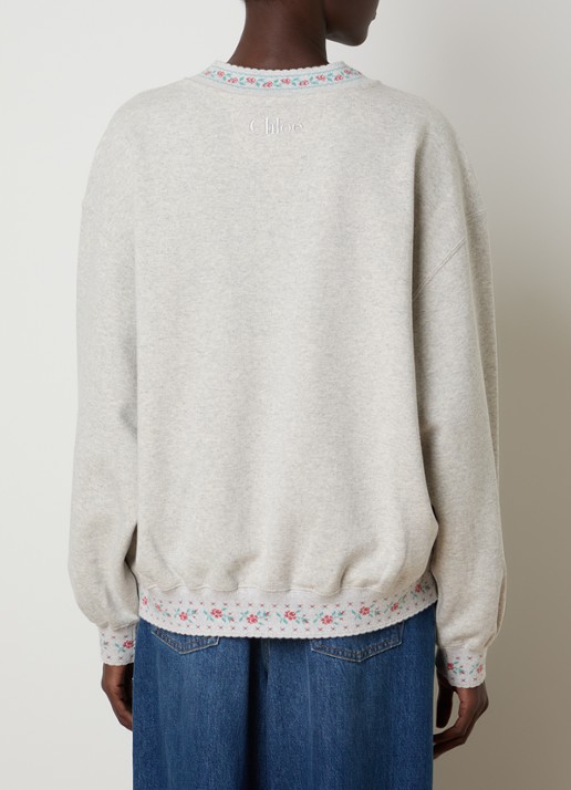 Chloé Sweater met logoborduring en ingebreid patroon - achterkant 3 grijs