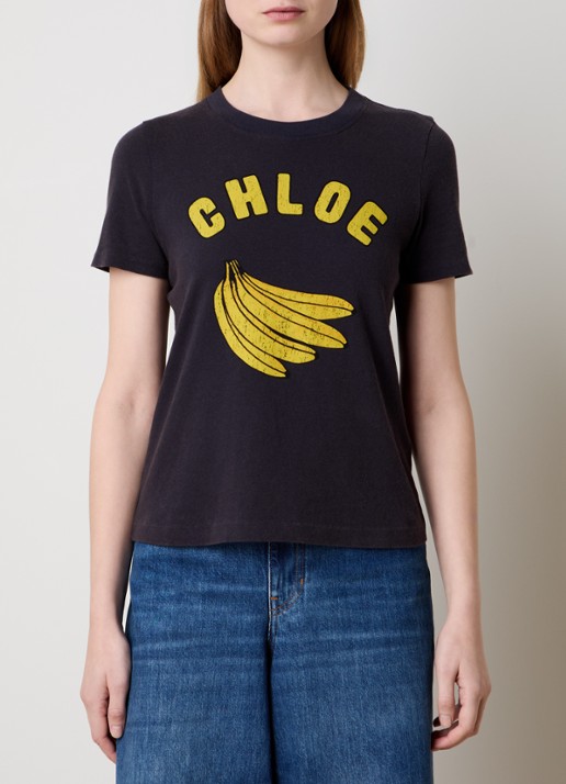 Chloé T-shirt met logoprint - detail 3 donkerblauw