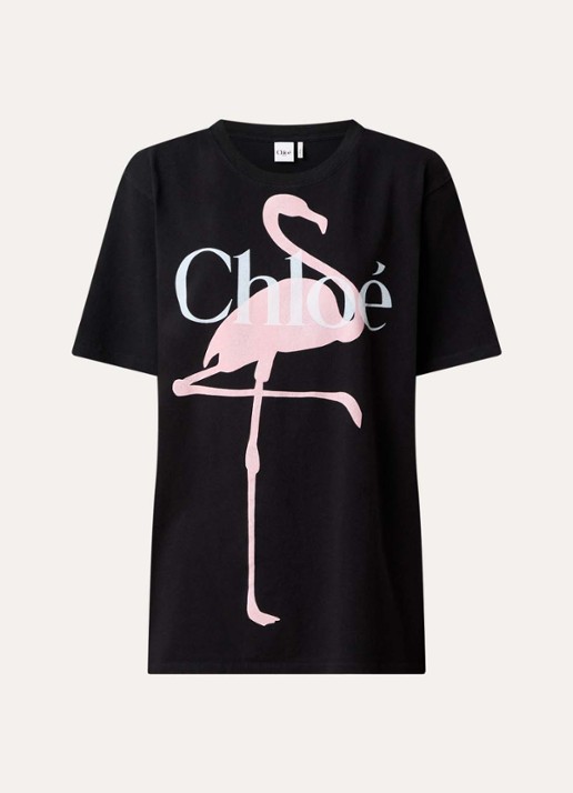 Chloé T-shirt met logoprint - voorkant zwart