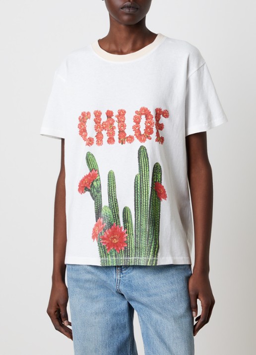 Chloé T-shirt met logoprint - detail wit