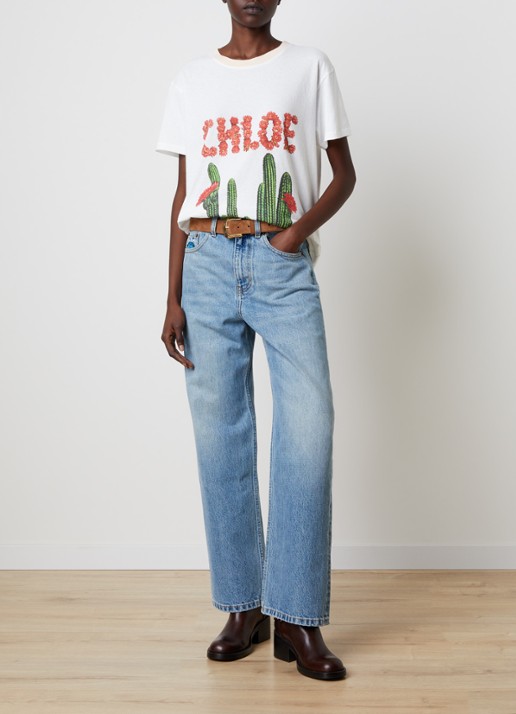 Chloé T-shirt met logoprint - voorkant 4 wit