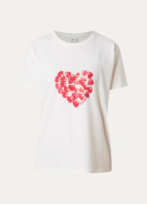 Chloé T-shirt met print - voorkant 4 gebroken wit