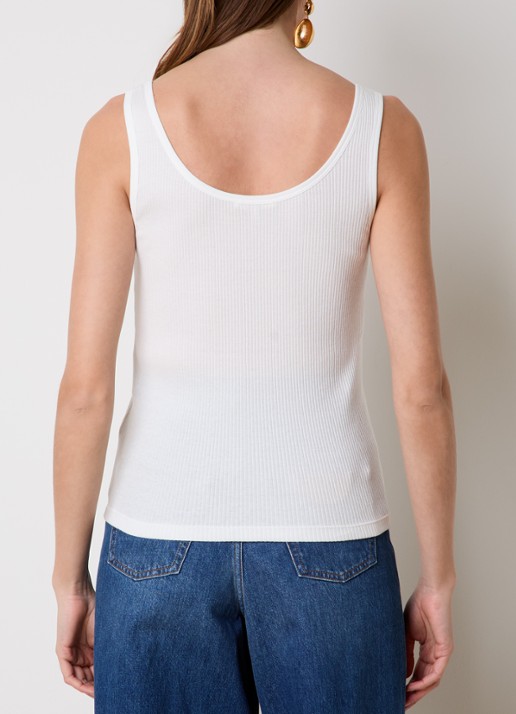 Chloé Tanktop met ribstructuur en logoborduring - achterkant 5 wit