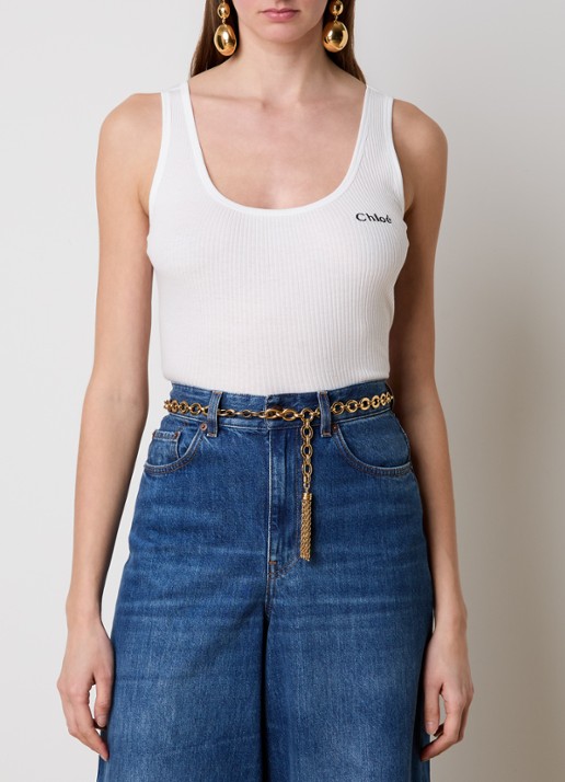 Chloé Tanktop met ribstructuur en logoborduring