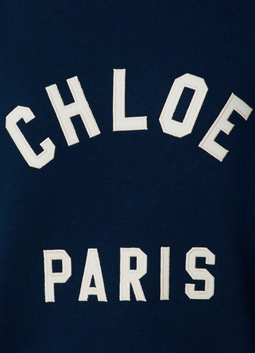 Chloé Tanktop met ribstructuur en logoborduring - detail 2 donkerblauw