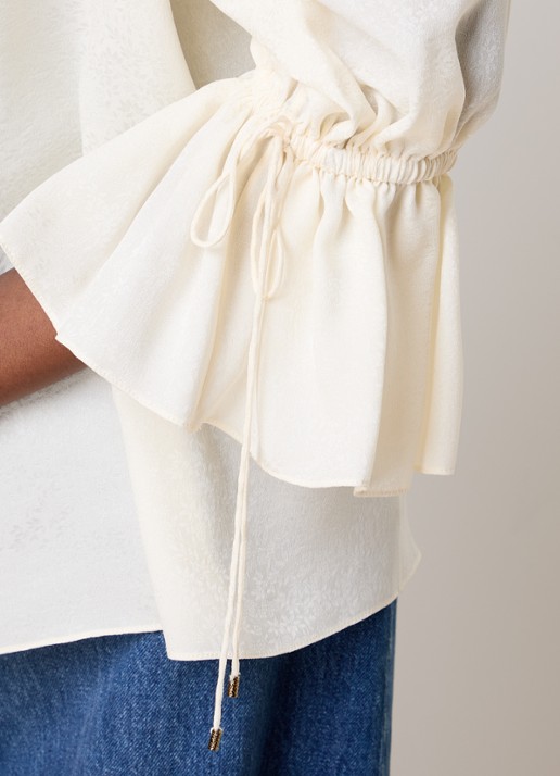 Chloé Top van zijde met strikdetail - detail 5 creme