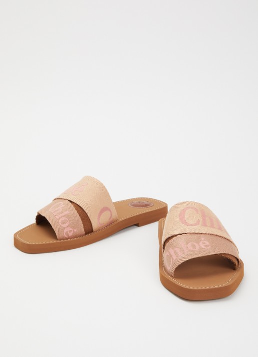 Chloé Woody slipper met logo - detail 3 camel