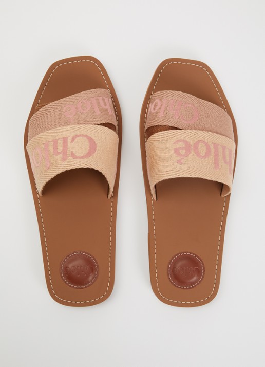 Chloé Woody slipper met logo - detail 4 camel