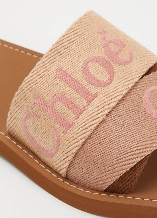 Chloé Woody slipper met logo - detail 6 camel