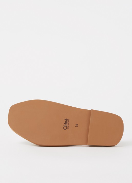 Chloé Woody slipper van canvas met logo - detail 5 beige