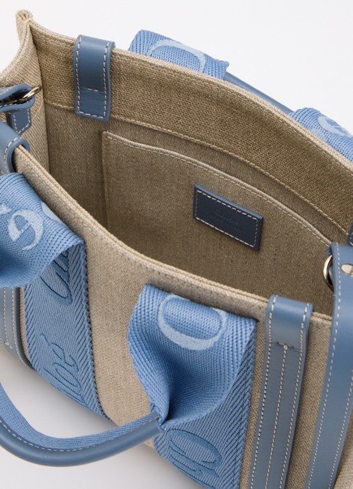 Chloé Woody Small handtas met kalfsleren details - detail 5 blauw
