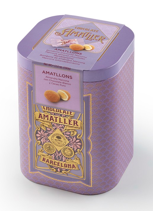 Chocolate Amatller Chocolade amandelen in blik 100 gram