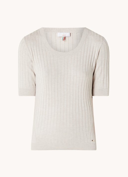 CINQUE Cigiulia top met ribstructuur - voorkant creme