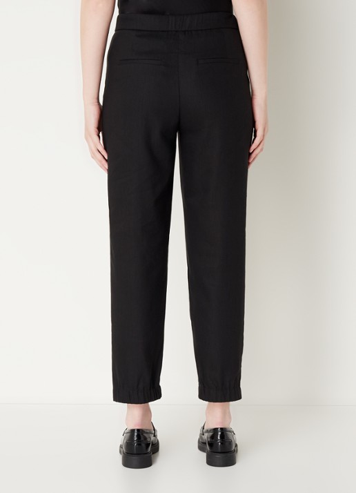 CINQUE Cihenrico high waist tapered fit pantalon in linnenblend met steekzakken  - achterkant 4 zwart