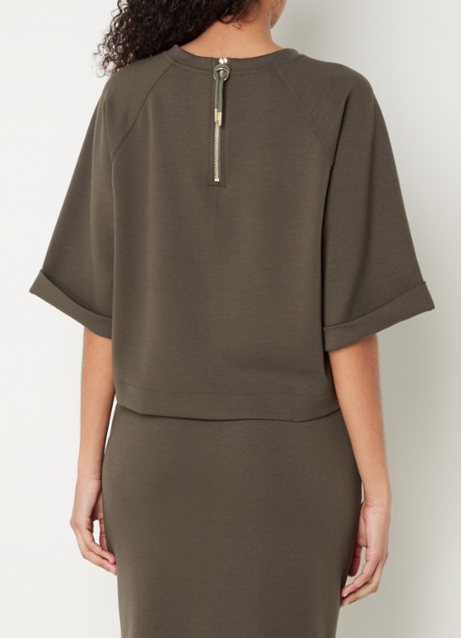 CINQUE Ciine oversized crop top van jersey met ritsdetail - achterkant donkergrijs