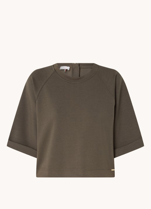 CINQUE Ciine oversized crop top van jersey met ritsdetail - voorkant 2 donkergrijs