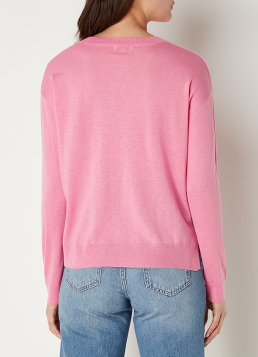 CINQUE Cijill fijngebreide pullover in kasjmierblend met V-hals  - achterkant roze