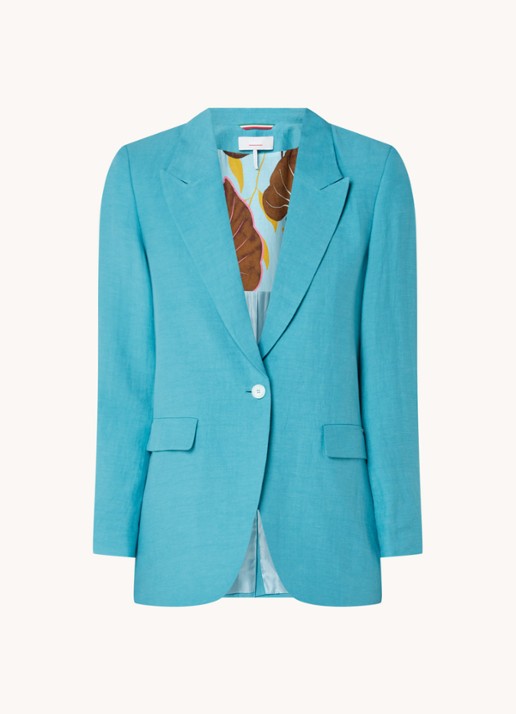 CINQUE Cileccio blazer in linnenblend met klepzakken - voorkant 3 turquoise