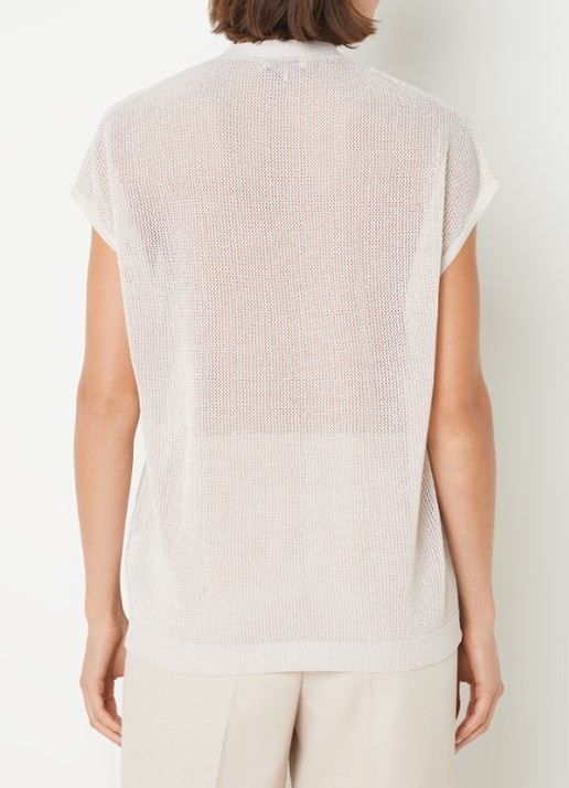 CINQUE Cilulo grofgebreid vest met lurex - achterkant 4 donkerbeige