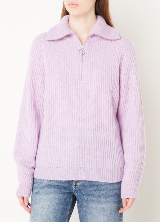 Cinque Cimolari fijngebreide trui in merino wolblend met col en halve rits