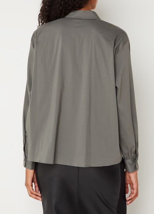 Cinque Cipalmona blouse met ballonmouw - achterkant olijfgroen